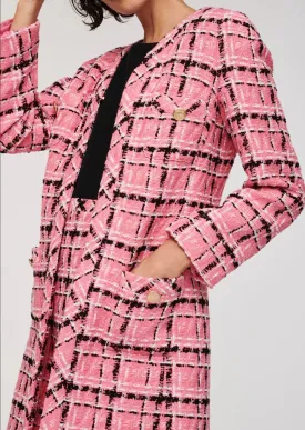 Pink Long tweed check jacket