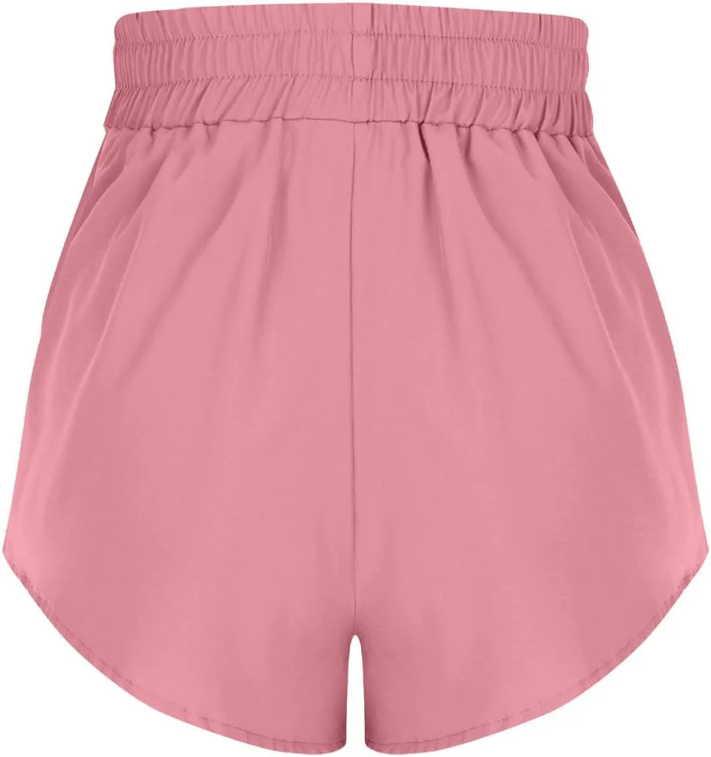 Running Shorts for Women Summer High Waisted Pleated Quick Dry Athletic Short Pants Casual Fashion Loose Fit Shorts