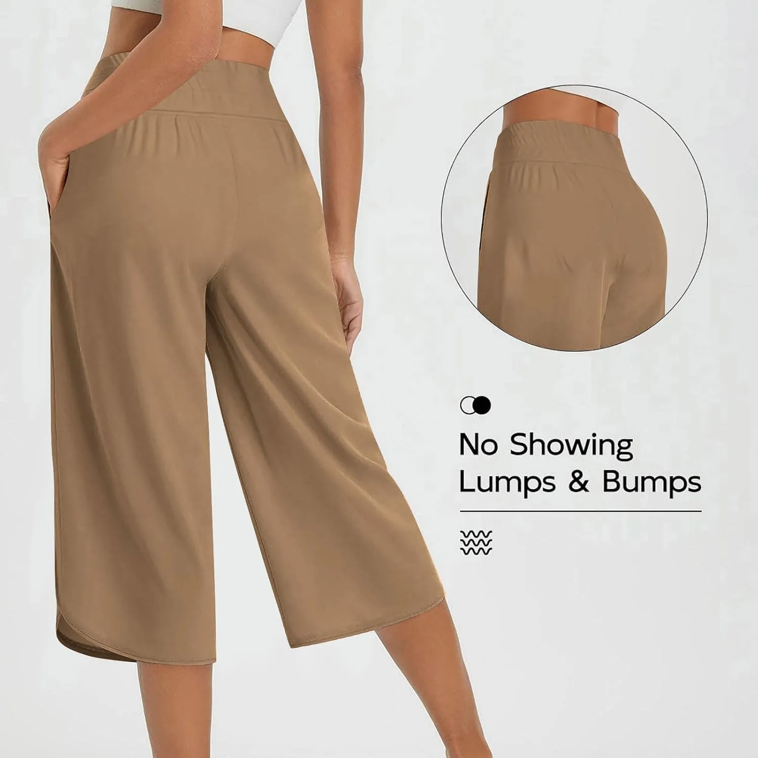 SHOPESSA Womens Capris for Summer Loose High Waisted Wide Leg Lounge Pants Casual Lightweight Drawstring Cropped Pants