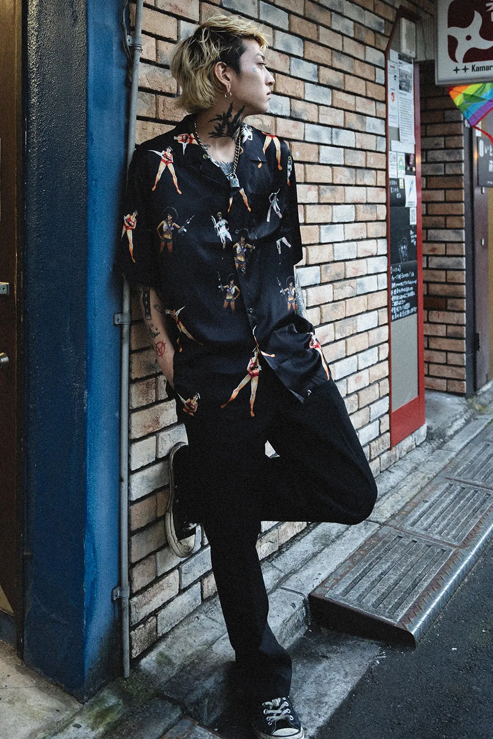 【SICKBOY】"GIRLS GIRLS GIRLS" HAWAIIAN SHIRT (BLACK)