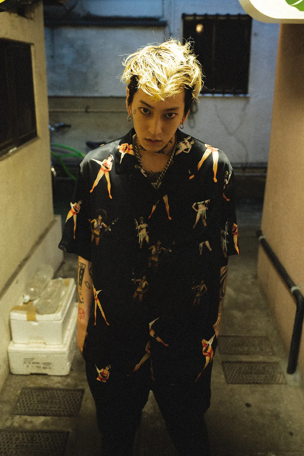 【SICKBOY】"GIRLS GIRLS GIRLS" HAWAIIAN SHIRT (BLACK)