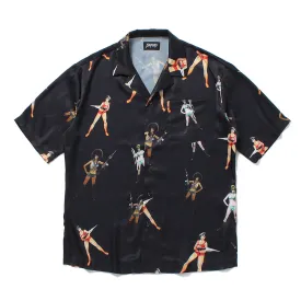 【SICKBOY】"GIRLS GIRLS GIRLS" HAWAIIAN SHIRT (BLACK)