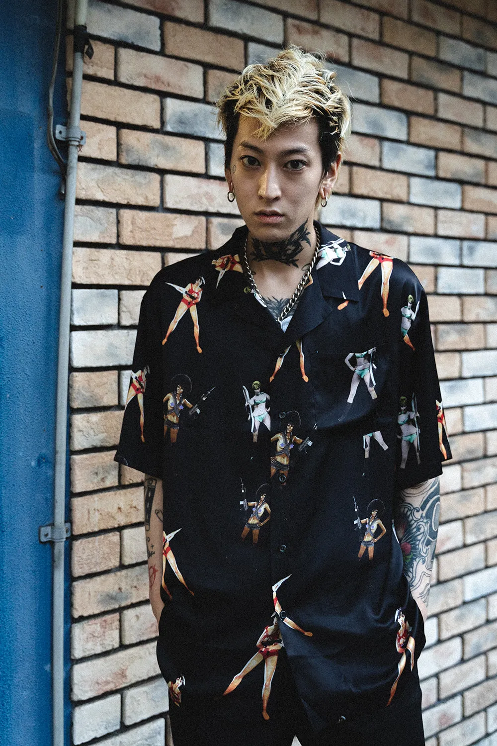 【SICKBOY】"GIRLS GIRLS GIRLS" HAWAIIAN SHIRT (BLACK)