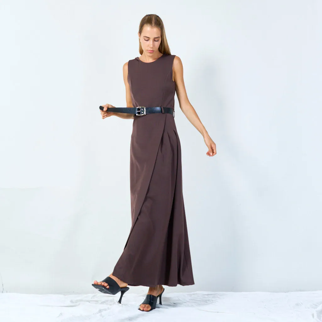 Sleeveless belted midi dress wholesale