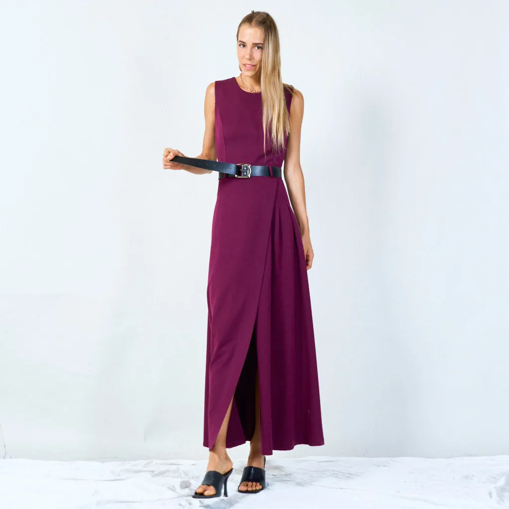 Sleeveless belted midi dress wholesale
