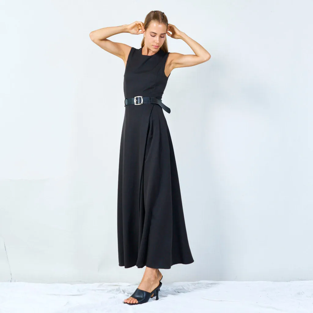 Sleeveless belted midi dress wholesale