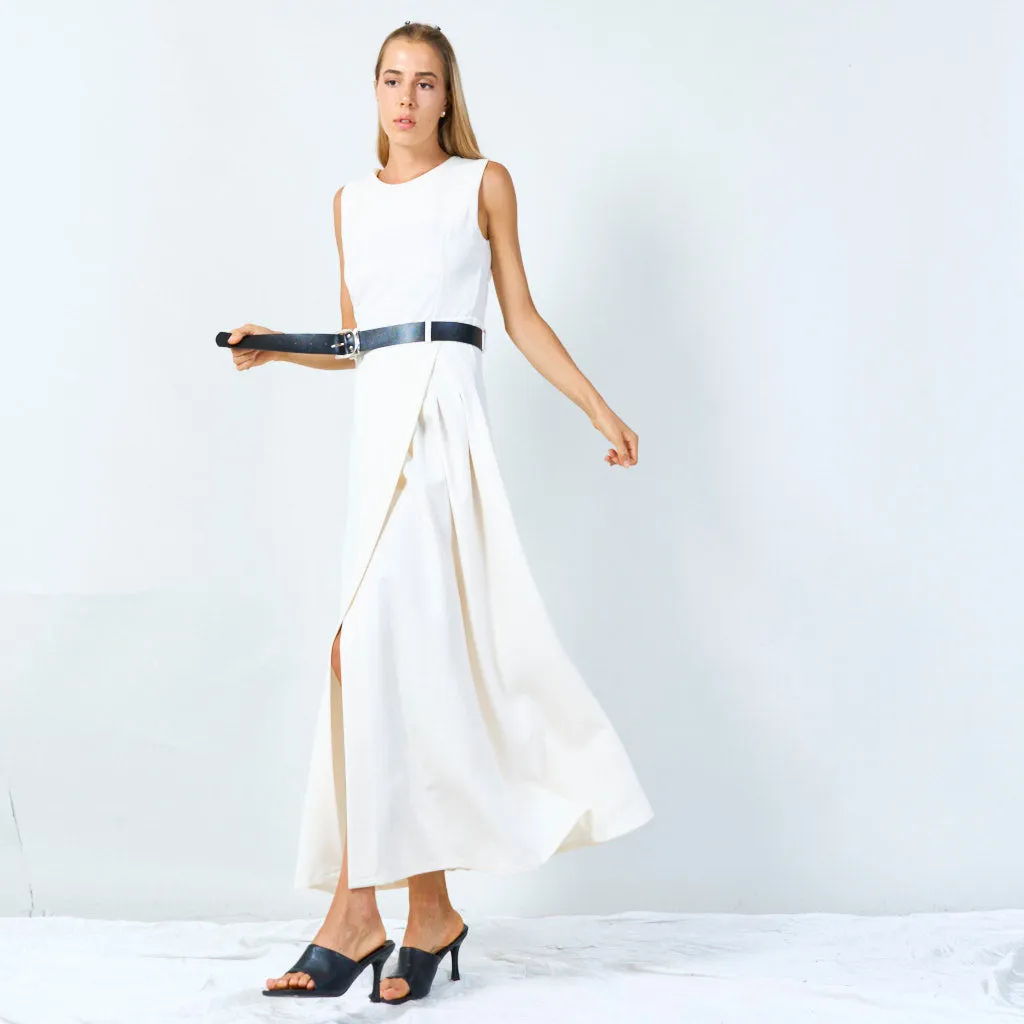 Sleeveless belted midi dress wholesale