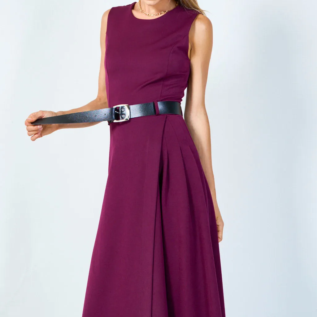 Sleeveless belted midi dress wholesale