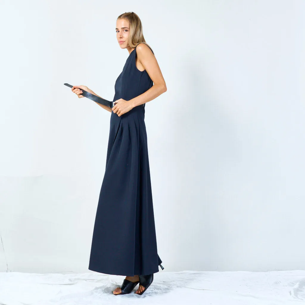 Sleeveless belted midi dress wholesale