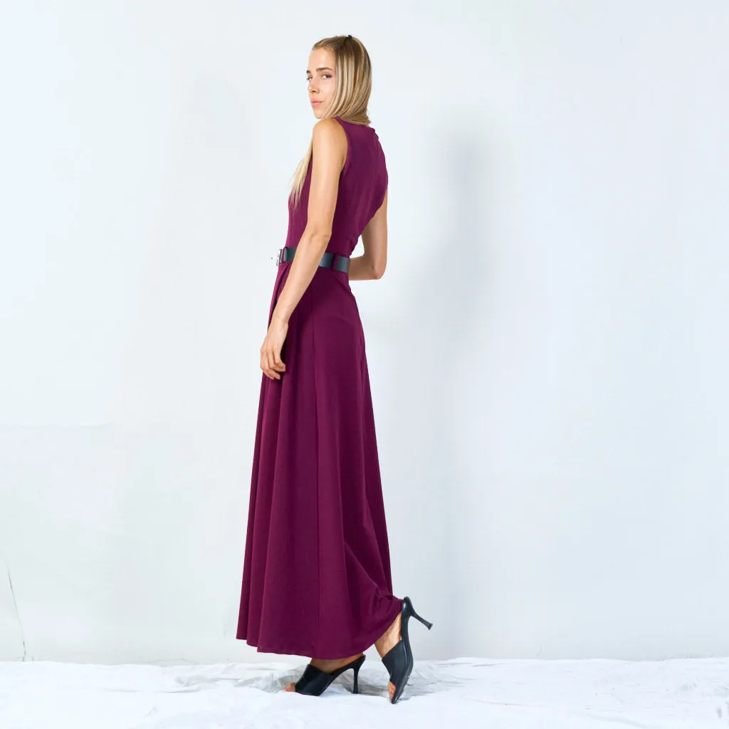 Sleeveless belted midi dress wholesale