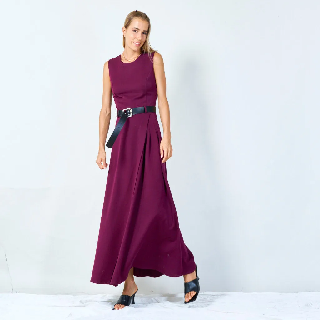 Sleeveless belted midi dress wholesale