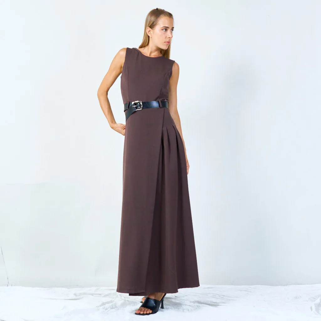 Sleeveless belted midi dress wholesale