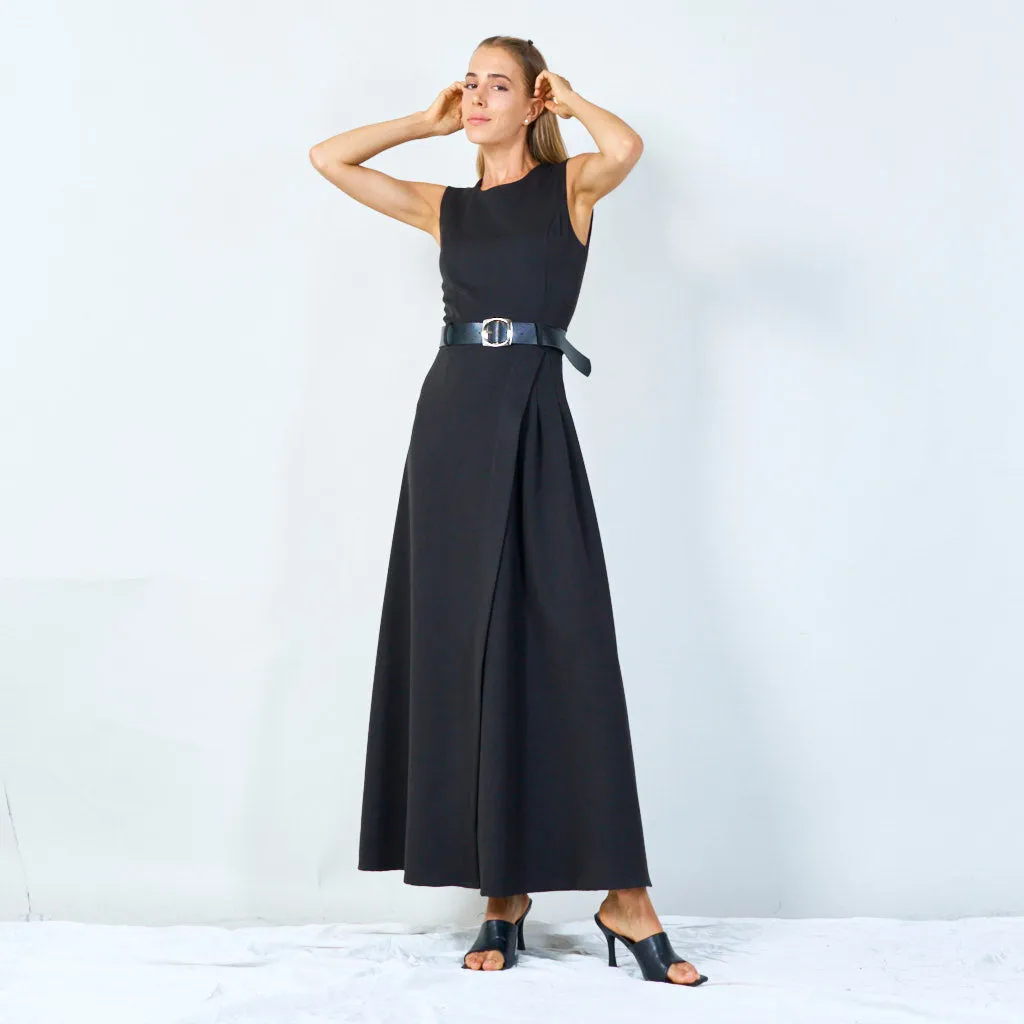 Sleeveless belted midi dress wholesale