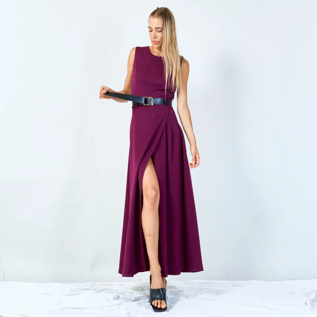 Sleeveless belted midi dress wholesale