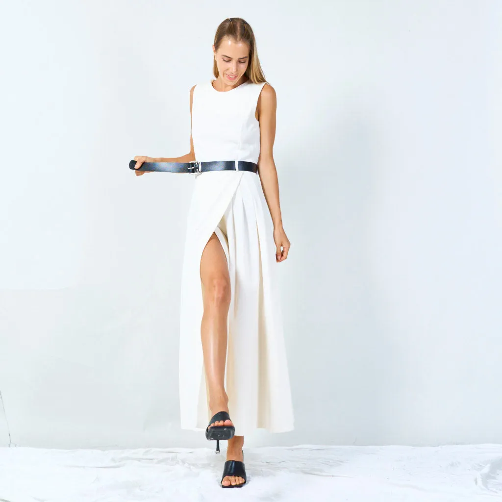 Sleeveless belted midi dress wholesale