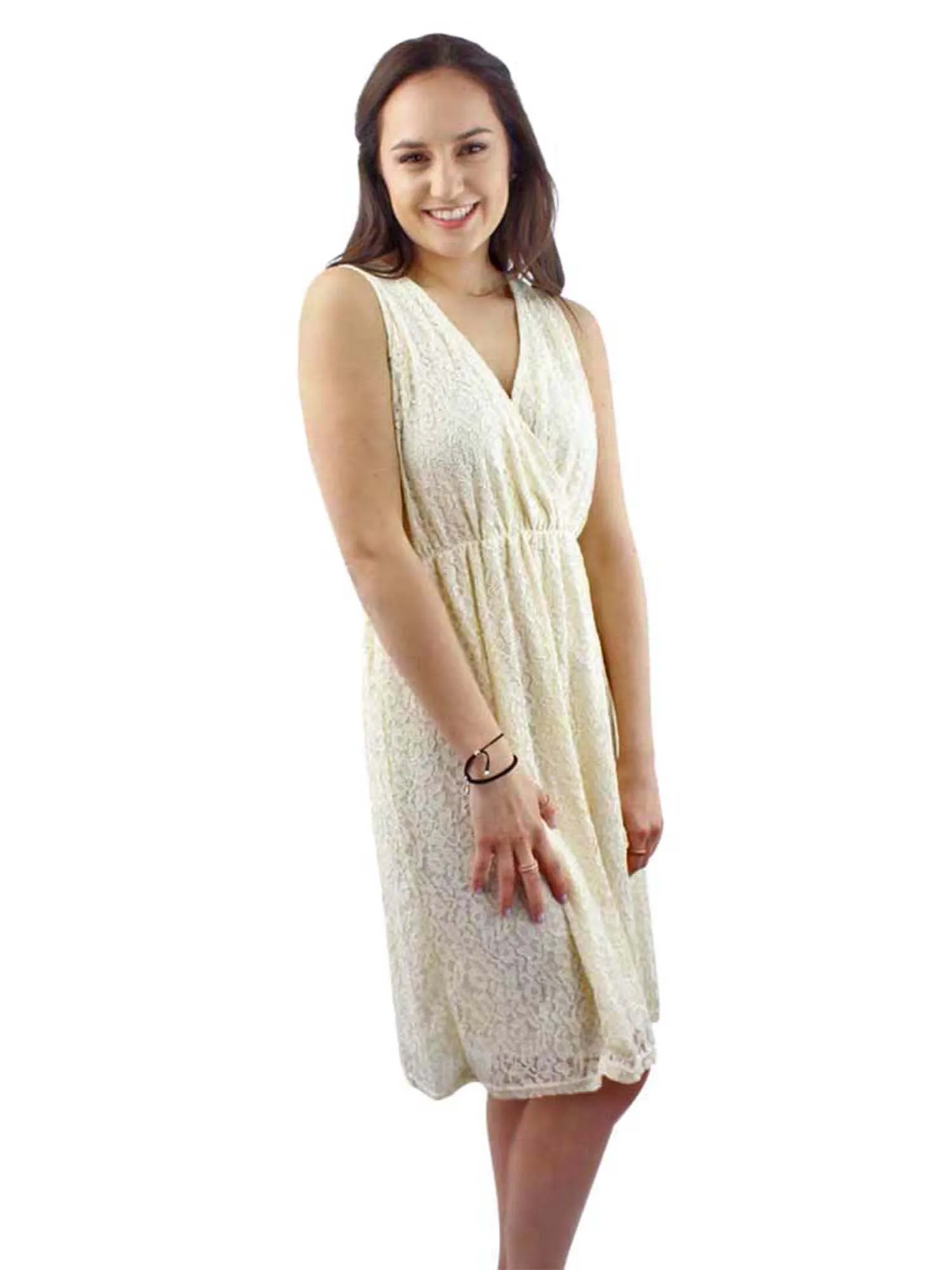 Sleeveless High Waist Lace Midi Dress