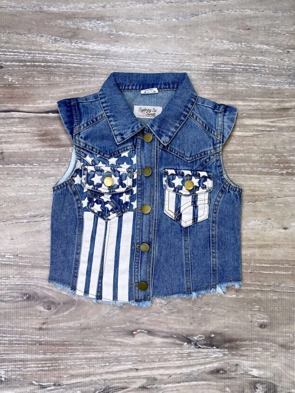 Stars & Stripes Girls Denim Button Up Vest