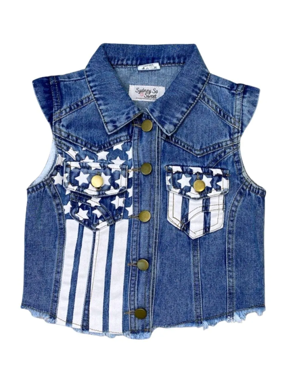 Stars & Stripes Girls Denim Button Up Vest