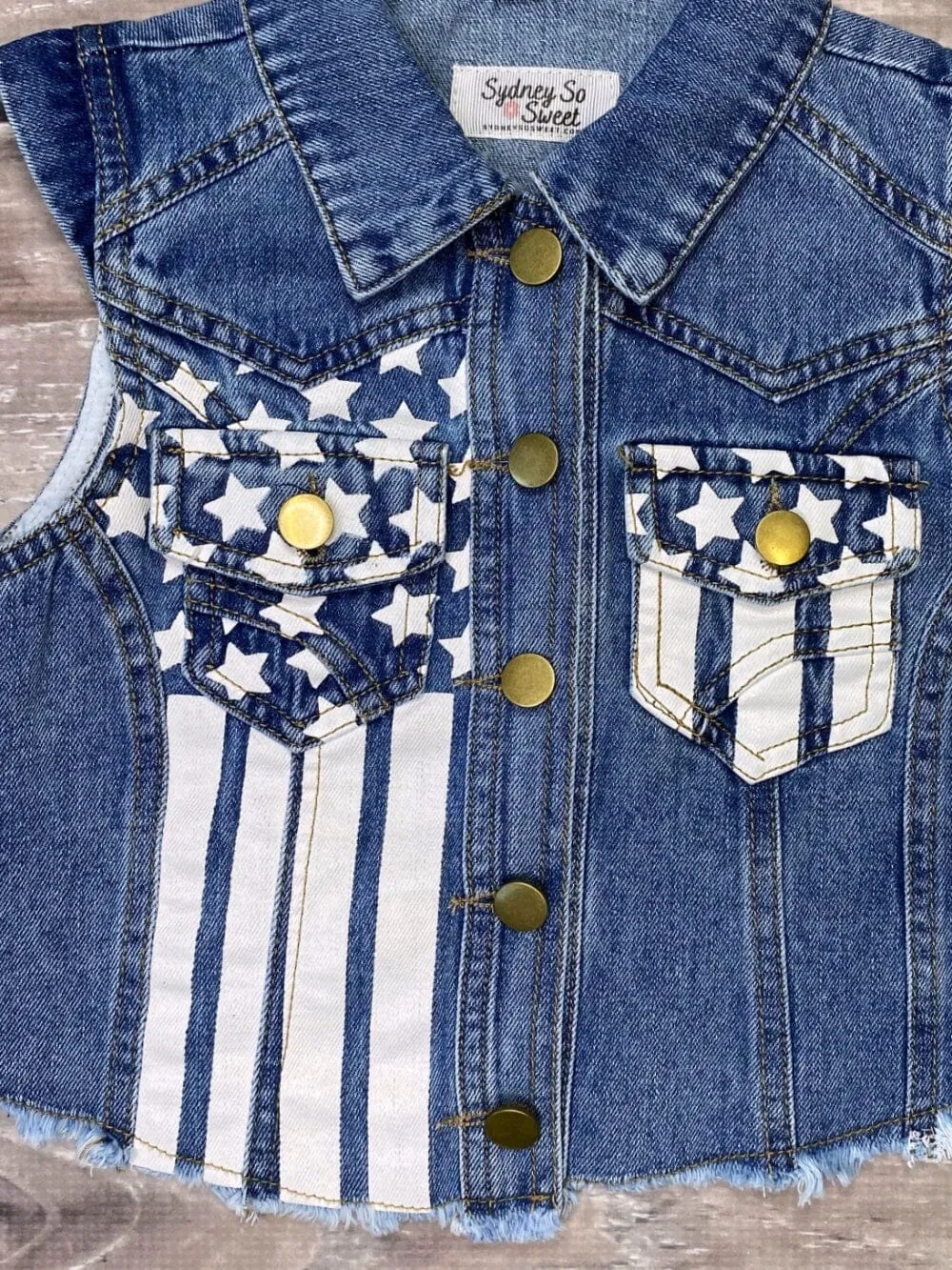 Stars & Stripes Girls Denim Button Up Vest