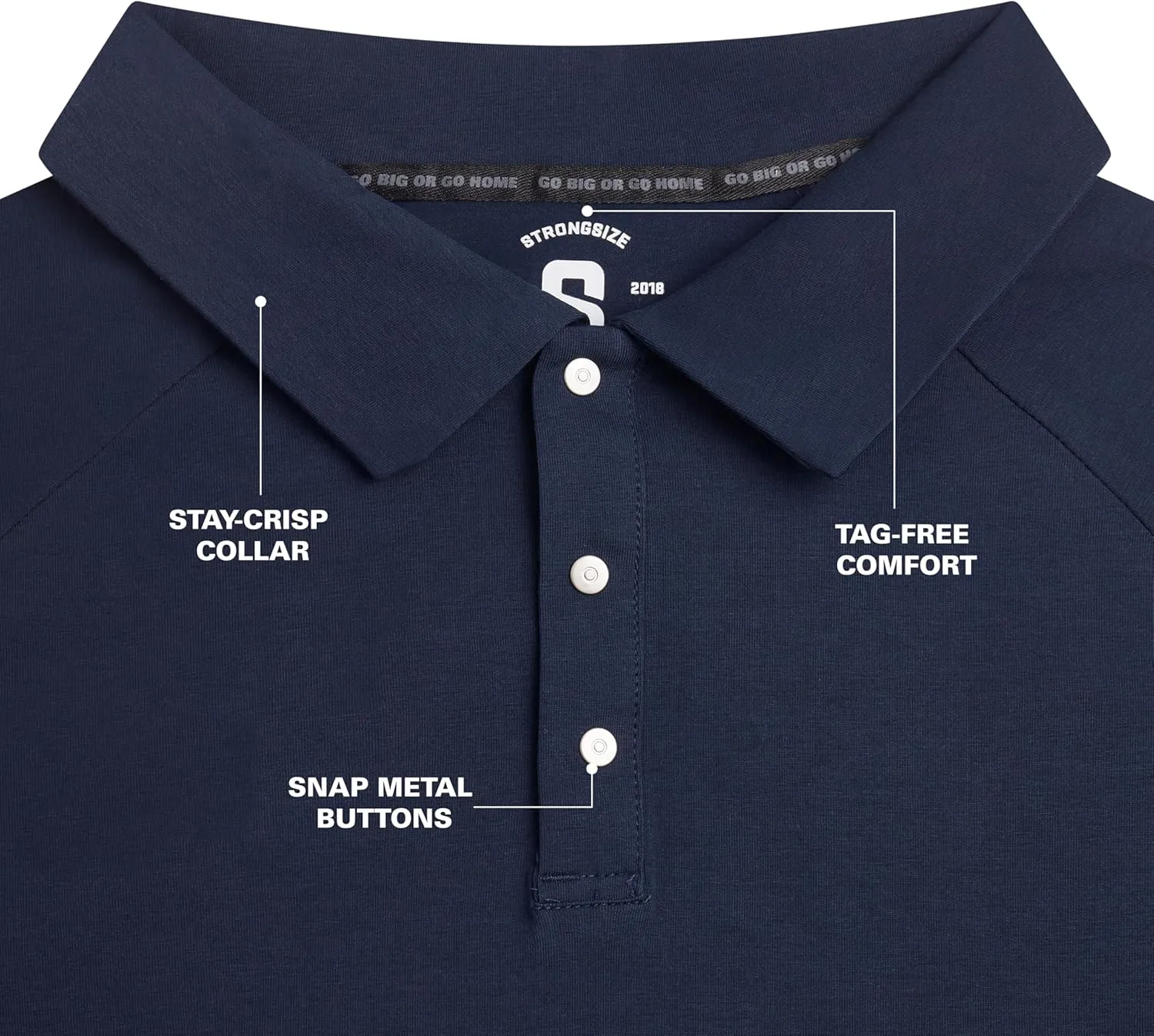 STRONGSIZE Mens Big & Tall Polo Shirt  Premium Stretch Cotton Polo for Men with Metal Snap Buttons