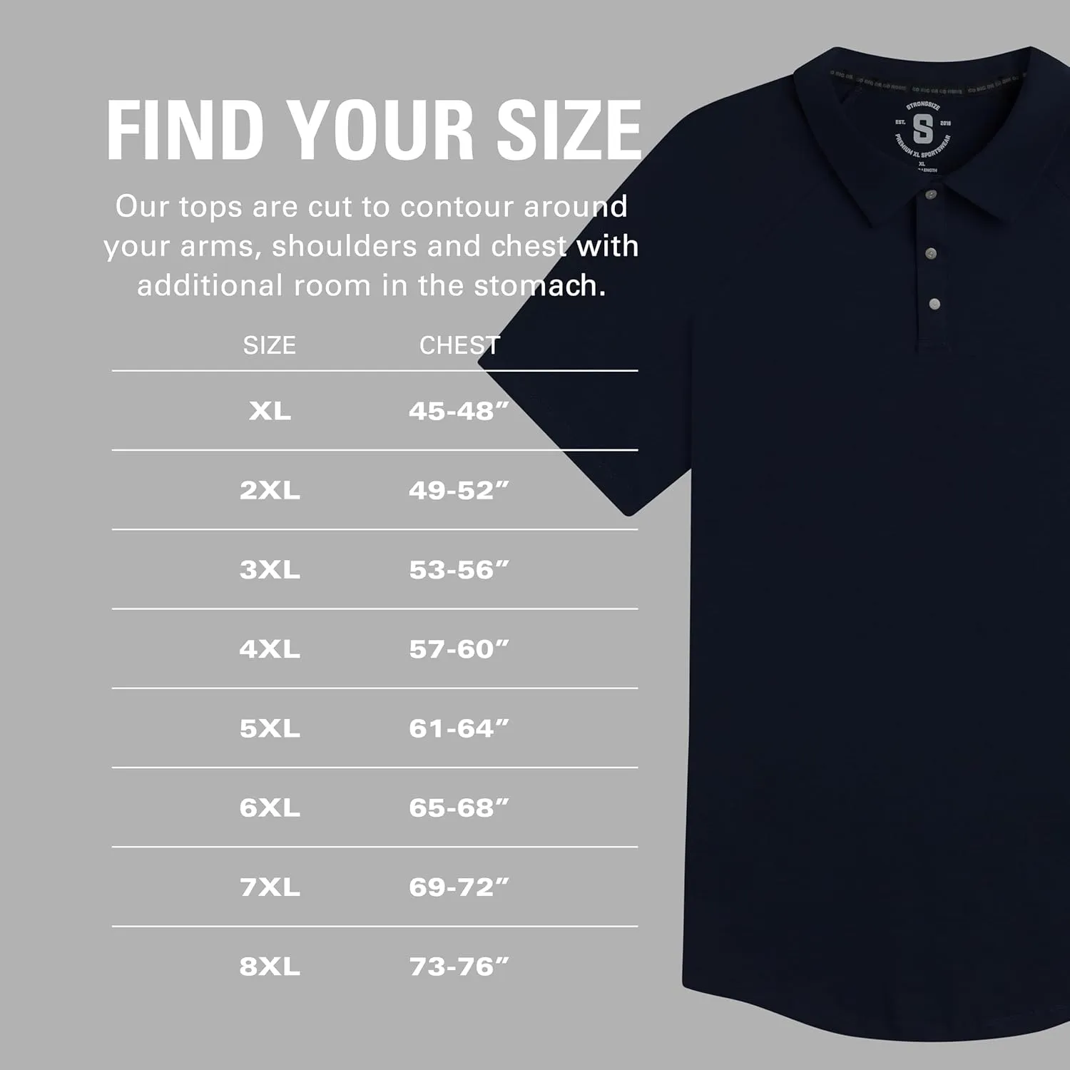 STRONGSIZE Mens Big & Tall Polo Shirt  Premium Stretch Cotton Polo for Men with Metal Snap Buttons