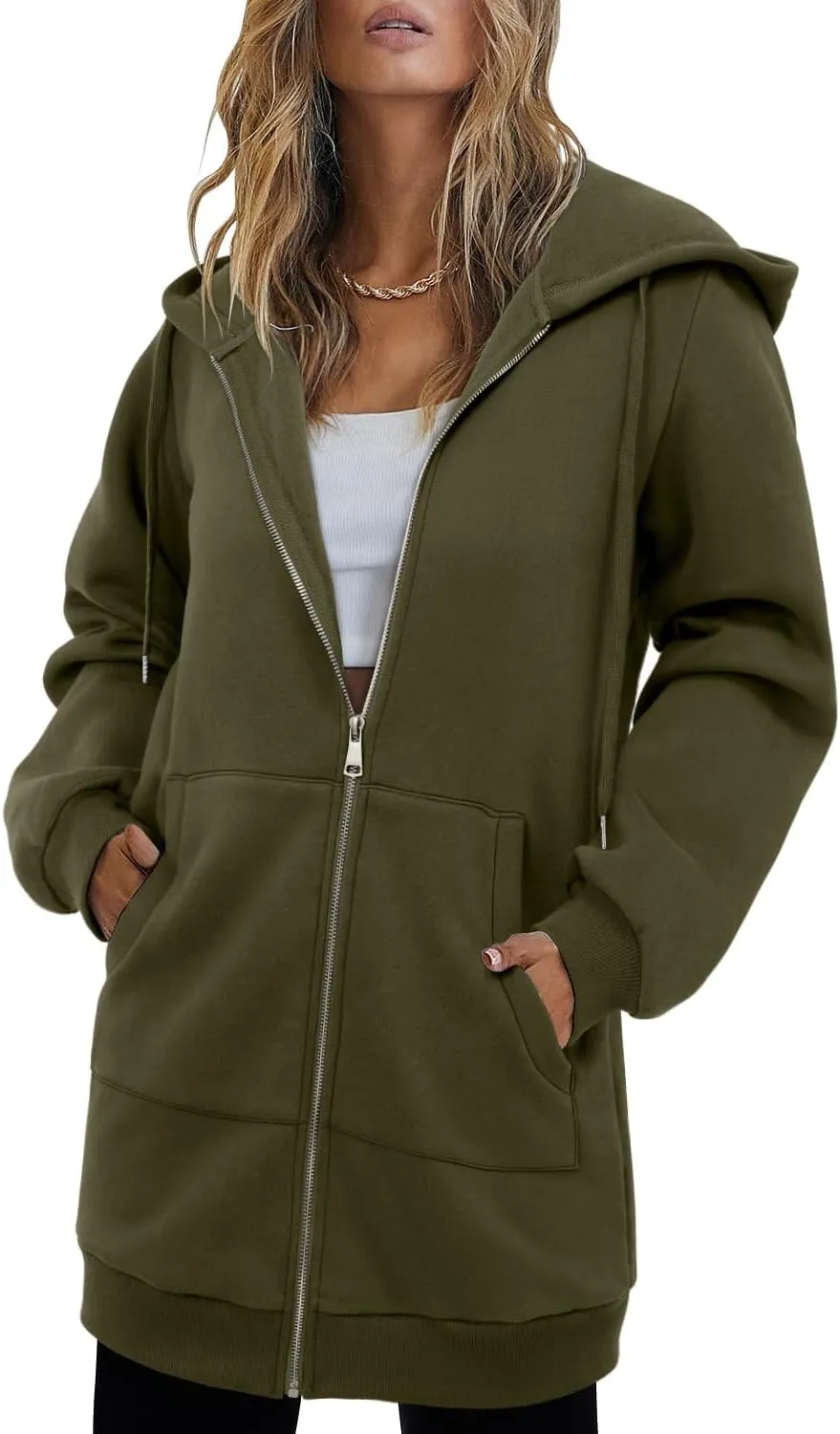 StunShow Women's Zip Up Hoodies Oversized Fleece Long Sleeve Sweatshirts Casual Fall Jacket Coat with Pocket(S-3XL)