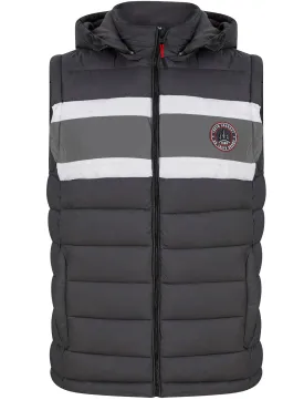 Tauriel Quilted Puffer Gilet with Detachable Fleece Lined Hood in Asphalt Grey - Tokyo Laundry Active Tech