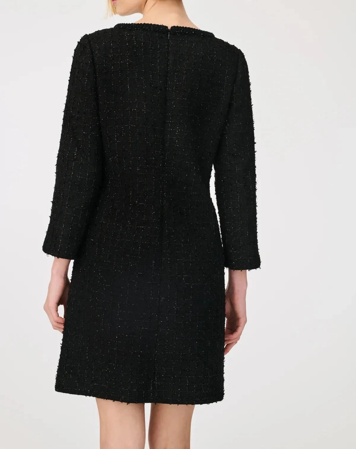 Tweed dress with braid