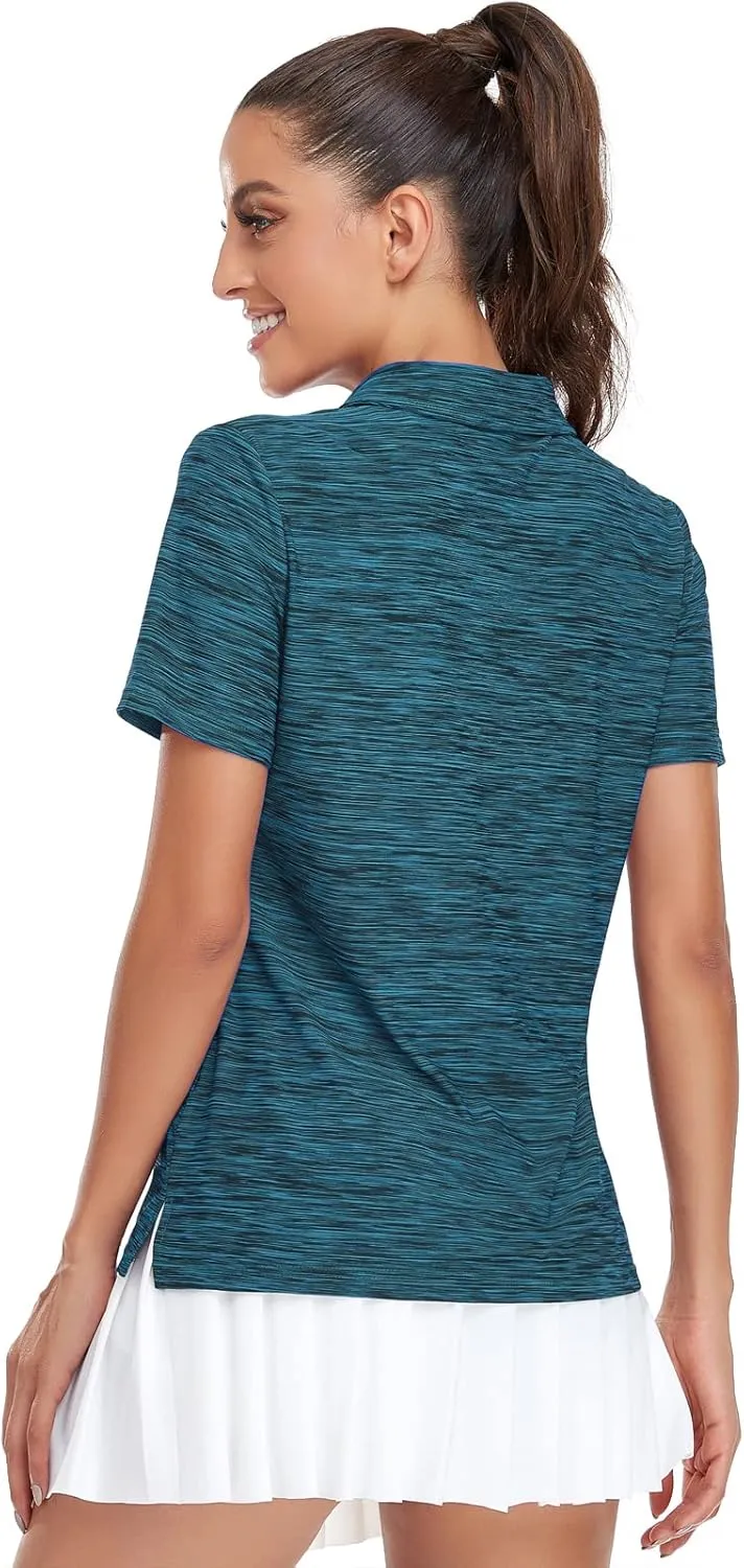 Viracy Womens Golf Shirt UPF50  Sun Protection Short Sleeve 1/4 Zip Up Polo Workout Tops Fast Dry Fit Moisture Wicking