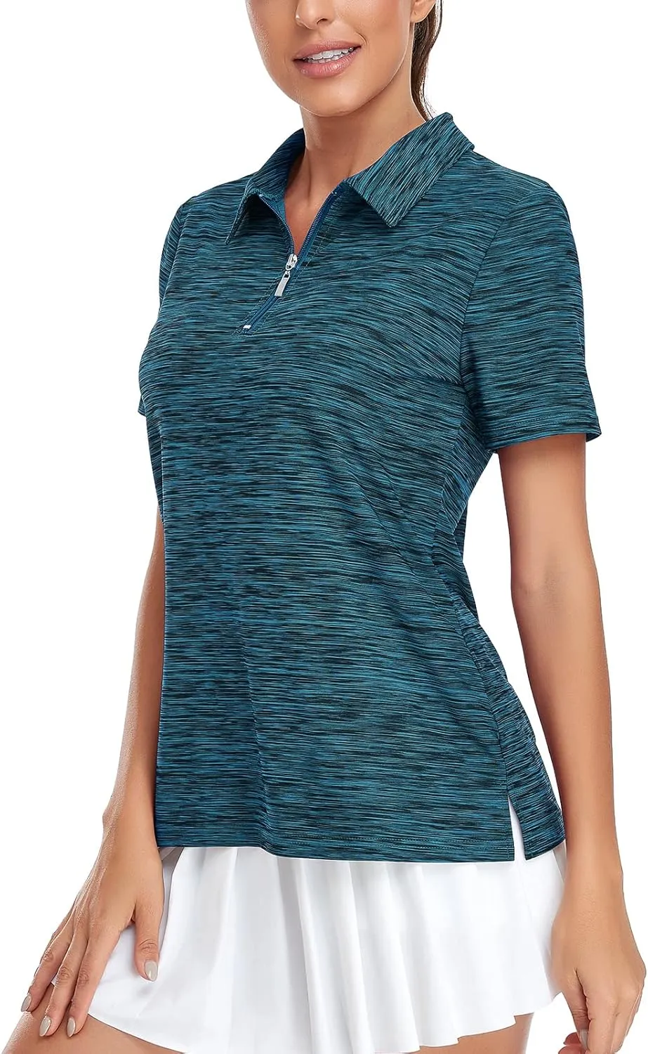 Viracy Womens Golf Shirt UPF50  Sun Protection Short Sleeve 1/4 Zip Up Polo Workout Tops Fast Dry Fit Moisture Wicking
