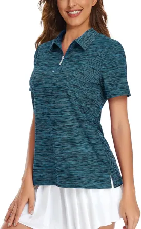 Viracy Womens Golf Shirt UPF50  Sun Protection Short Sleeve 1/4 Zip Up Polo Workout Tops Fast Dry Fit Moisture Wicking