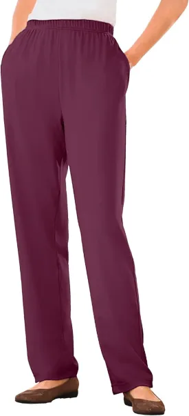Woman Within Plus Size 7-Day Knit Straight Leg Pant Stretch Elastic Waist Petite & Tall