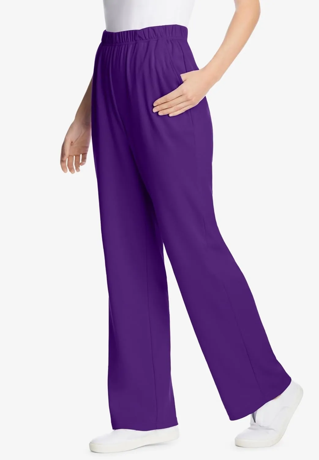 Woman Within Plus Size 7-Day Knit Wide-Leg Pant