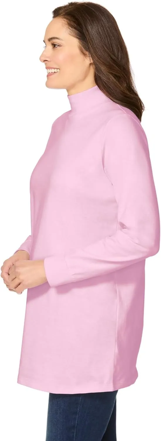 Woman Within Plus Size Perfect Long-Sleeve Mockneck Tee (Petite Available)