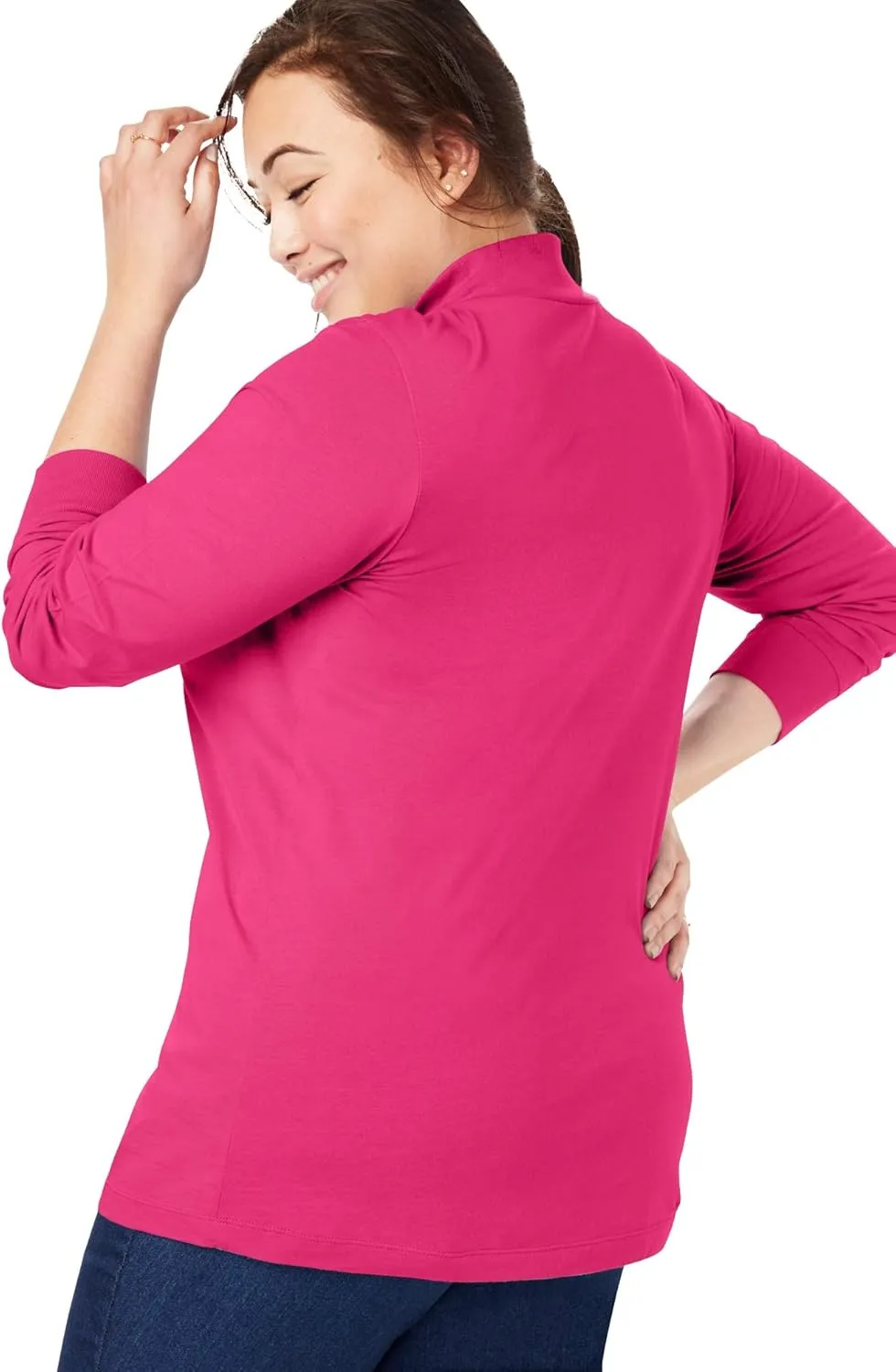 Woman Within Plus Size Perfect Long-Sleeve Mockneck Tee (Petite Available)