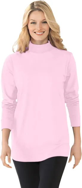 Woman Within Plus Size Perfect Long-Sleeve Mockneck Tee (Petite Available)