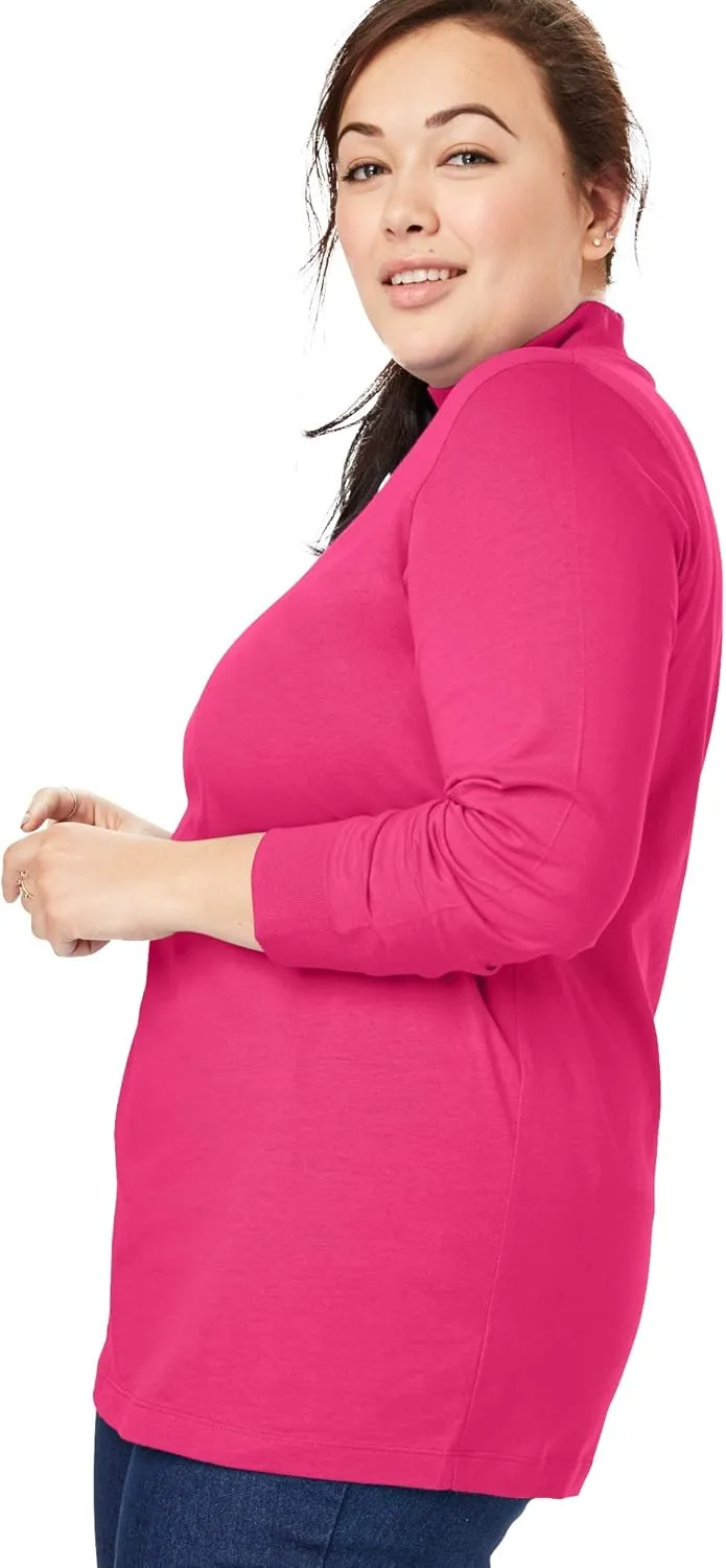 Woman Within Plus Size Perfect Long-Sleeve Mockneck Tee (Petite Available)