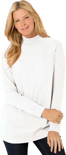 Woman Within Plus Size Perfect Long-Sleeve Mockneck Tee (Petite Available)