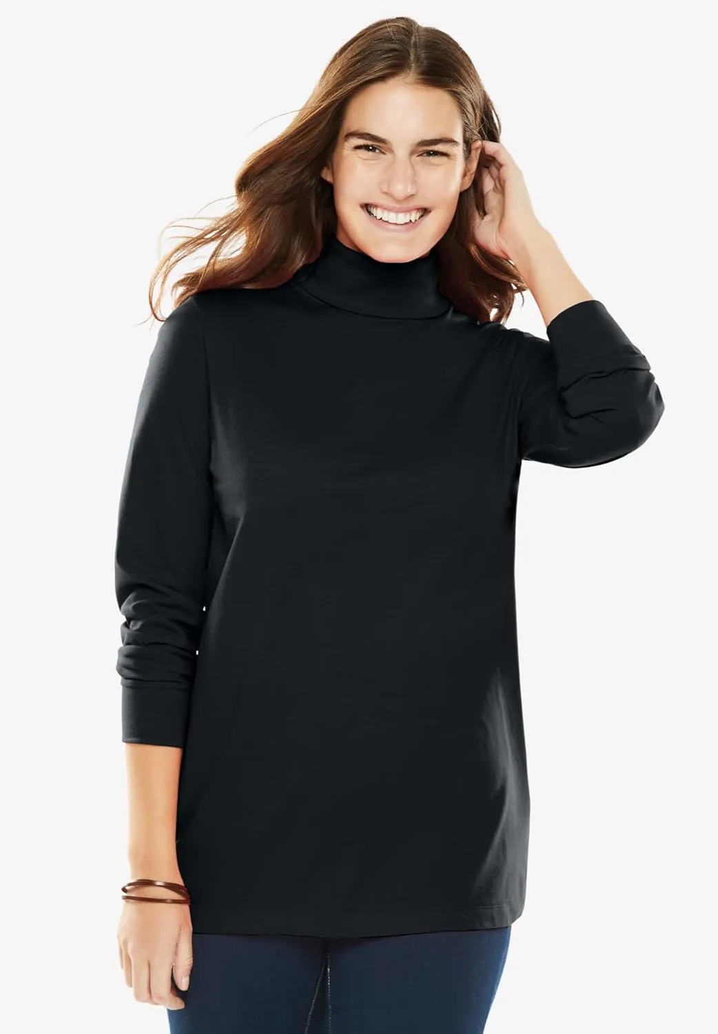 Woman Within Plus Size Perfect Long-Sleeve Turtleneck Tee (Petite Available)