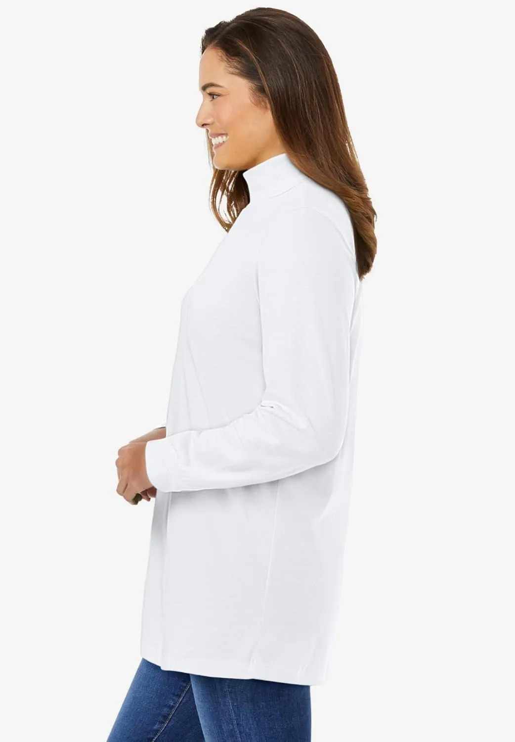 Woman Within Plus Size Perfect Long-Sleeve Turtleneck Tee (Petite Available)