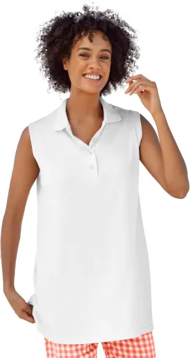 Woman Within Plus Size Sleeveless Polo Tunic