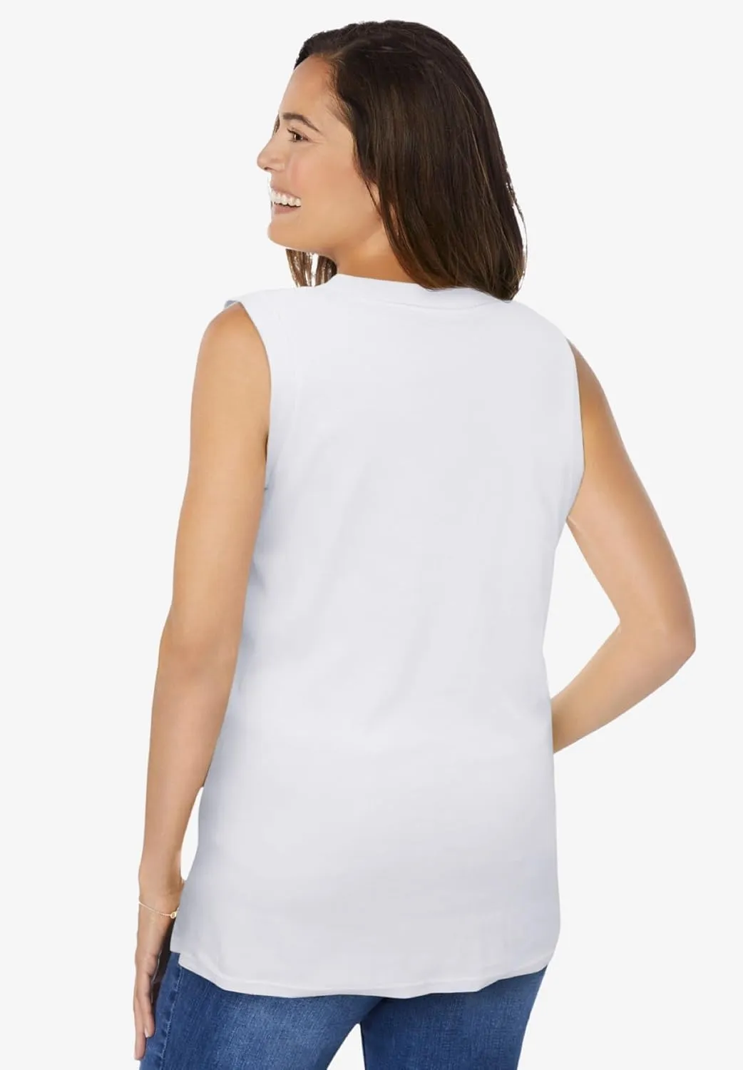 Woman Within Plus Size Sleeveless Polo Tunic