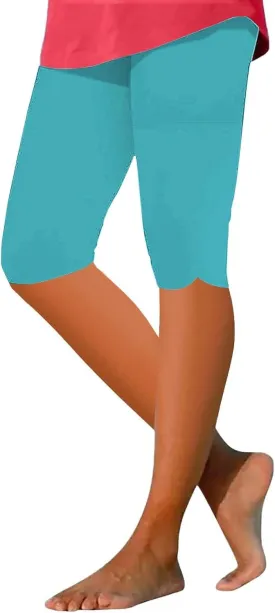 Women's Leggings, High Waisted Knee Length Capris Stretch for Casual Yoga Pants Workout Exercise