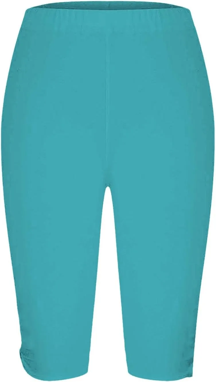 Women's Leggings, High Waisted Knee Length Capris Stretch for Casual Yoga Pants Workout Exercise