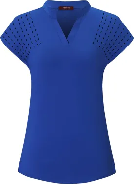 Womens V Neck Golf Polo Shirts Short Sleeve Sport Shirt Workout Tops