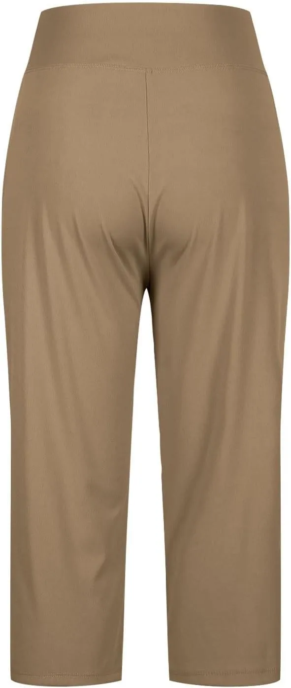 Work Pants for Women Summer High Waisted Stretchy Capris Dressy Casual Golf Capri Pants Pull On Slacks with Pockets