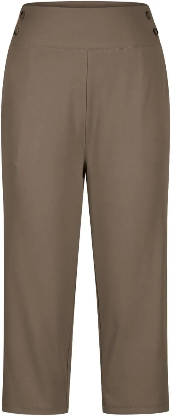 Work Pants for Women Summer High Waisted Stretchy Capris Dressy Casual Golf Capri Pants Pull On Slacks with Pockets